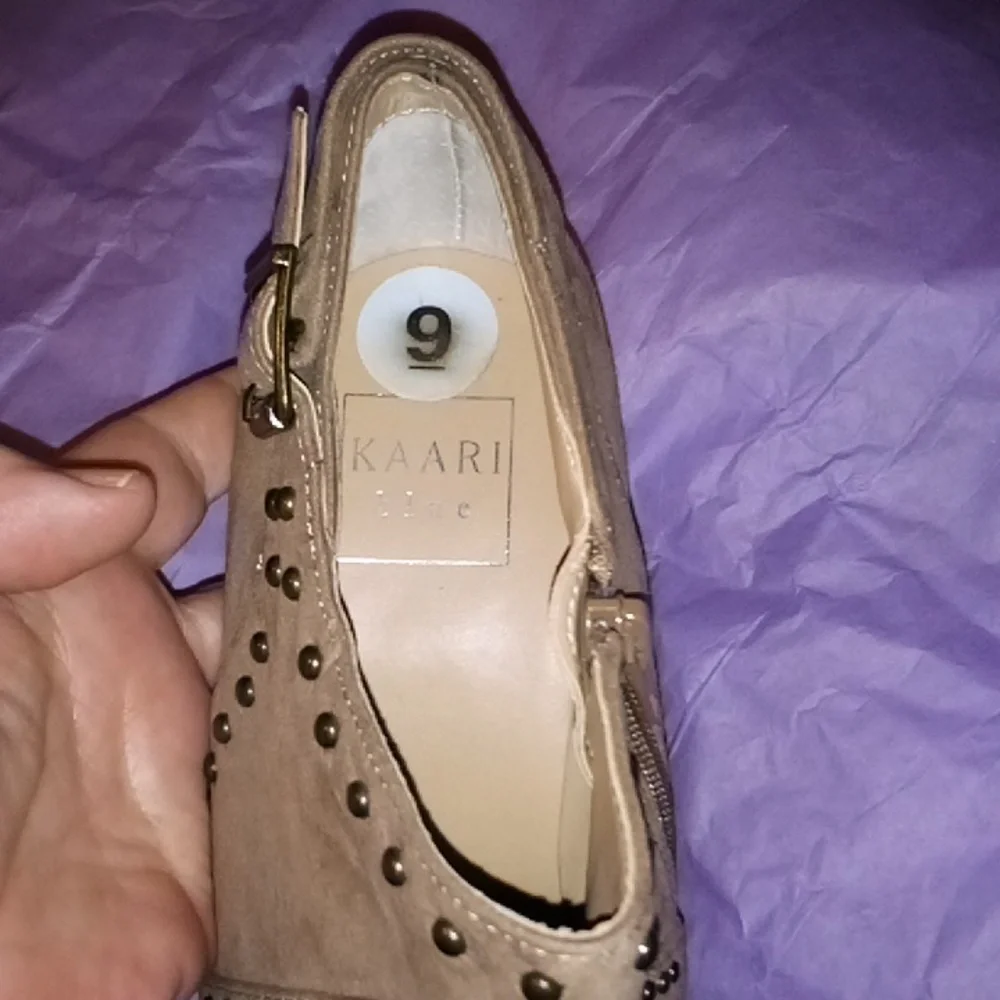 Kaari Blue Studded Heeled Boots Size 9